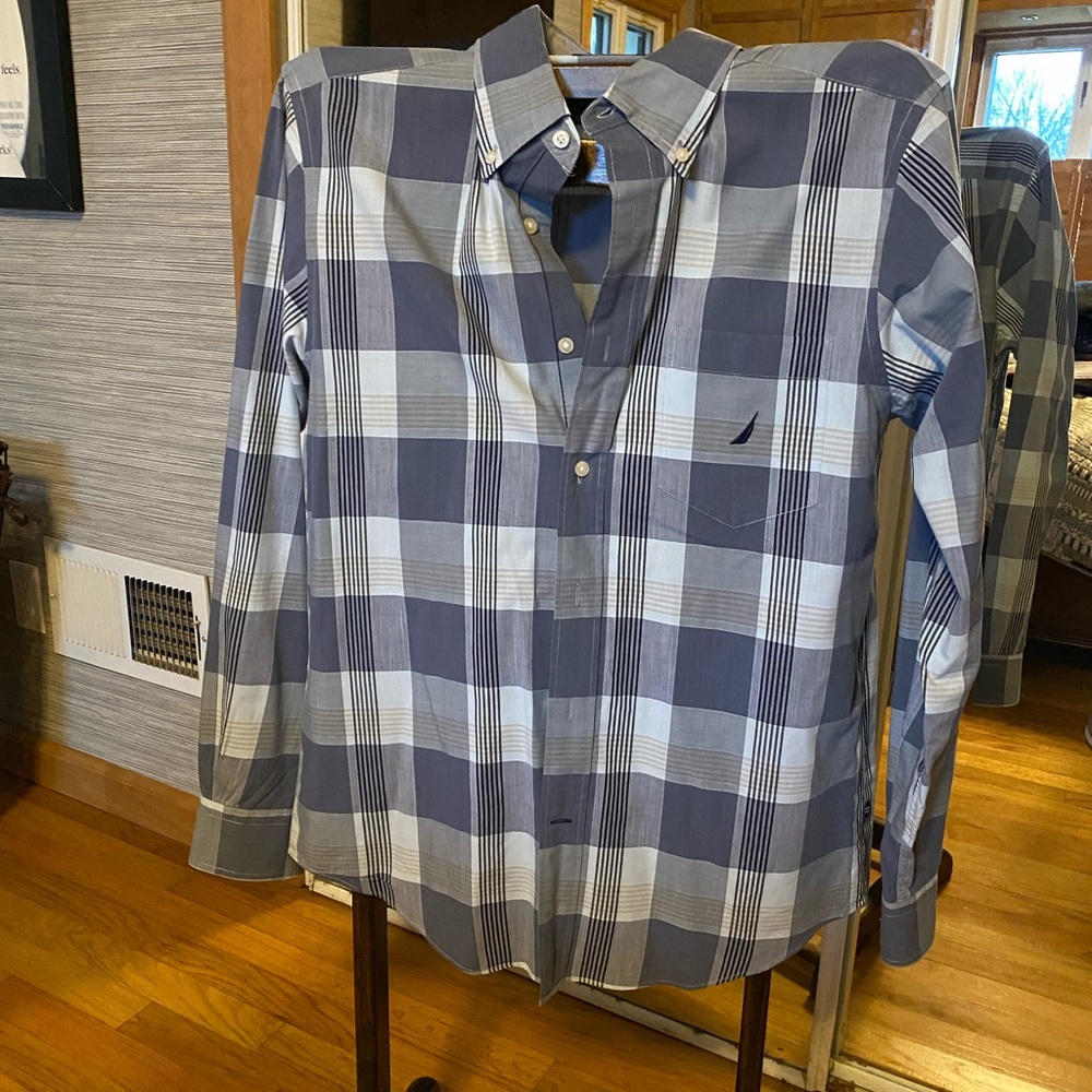 Nautica plaid dress shirt, medium slim fit